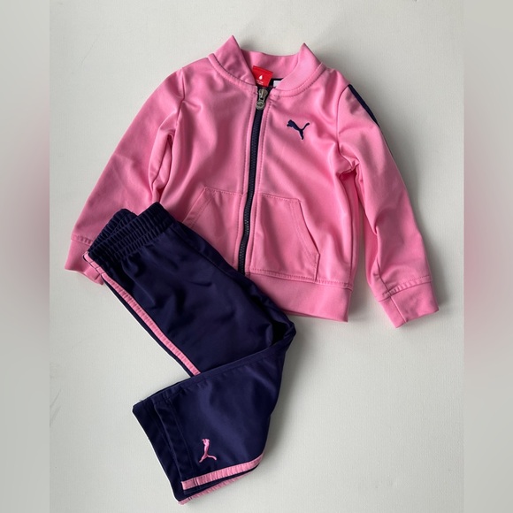 PUMA Girls Two-Piece & Joggers Set Athletic Casual - Blue/pink | Size 24M. - Picture 1 of 10